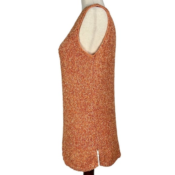 LAURA ASHLEY SLEEVELESS CREW NECK SIDE SLIT SWEATER TANK TOP ORANGE MEDIUM EUC - Picture 4 of 12